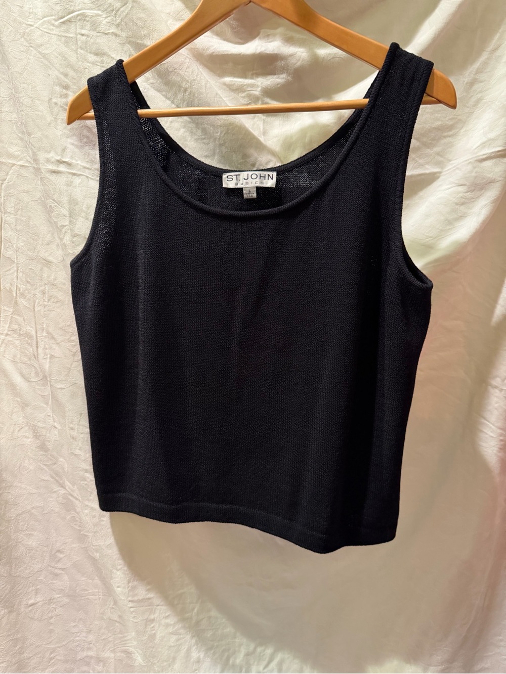 St. John Black Knit Scoop Neck Tank